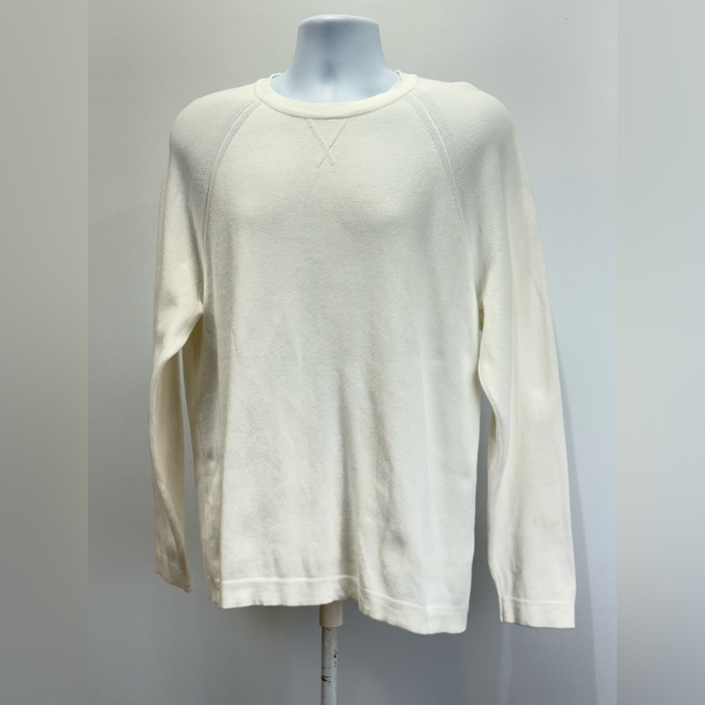 ZARA Men's white long sleeve pullover Crewneck Shirt size L